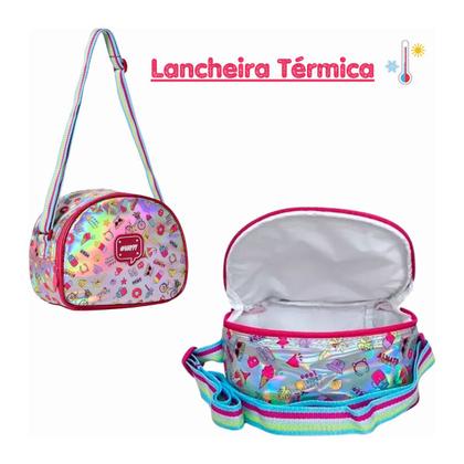 Imagem de Kit Mochila Infantil Rodinha Happy Grande Lancheira Estojo