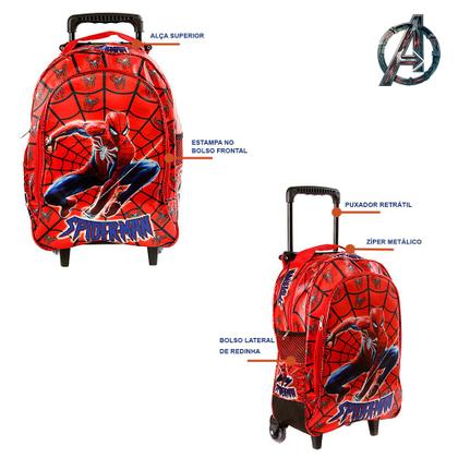 Imagem de Kit Mochila Infantil Rodinha Homem Aranha Spider Man