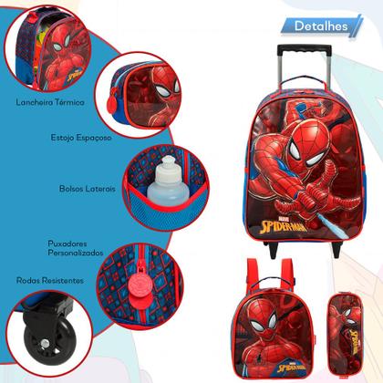 Imagem de Kit Mochila Infantil Rodinha Spider Man + Lancheira Térmica