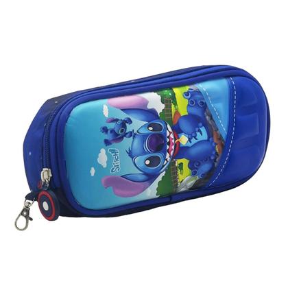 Imagem de Kit Mochila Infantil Rodinhas Escolar 3D - Stitch (Azul)