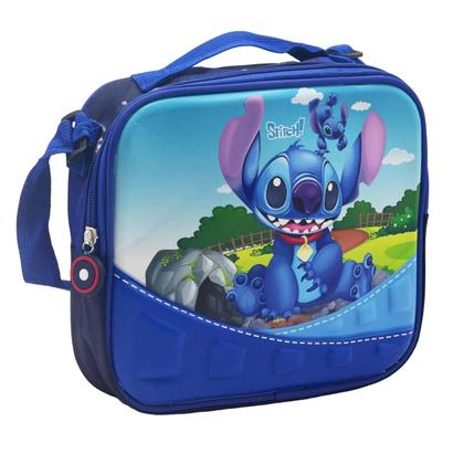 Imagem de Kit Mochila Infantil Rodinhas Escolar 3D - Stitch (Azul)