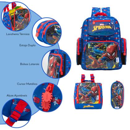 Imagem de Kit Mochila Infantil Spider Man Herói Lancheira Chenson