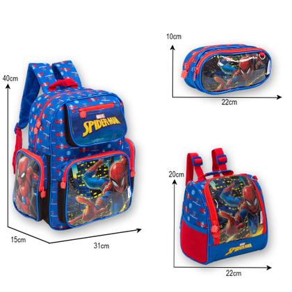 Imagem de Kit Mochila Infantil Spider Man Herói Lancheira Chenson
