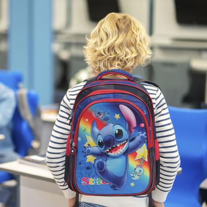Imagem de Kit Mochila Infantil Stitch Alça Costas Reforçada 3 Pçs