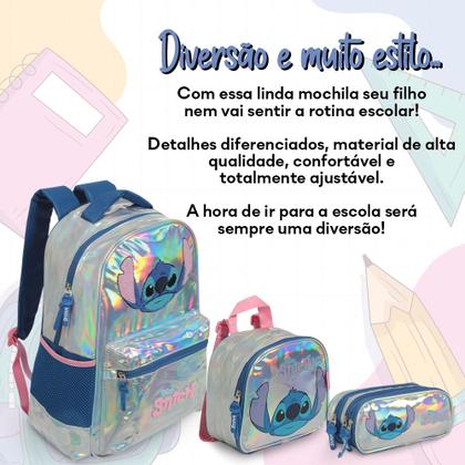 Imagem de Kit Mochila Infantil Stitch Com Lancheira Térmica Prata