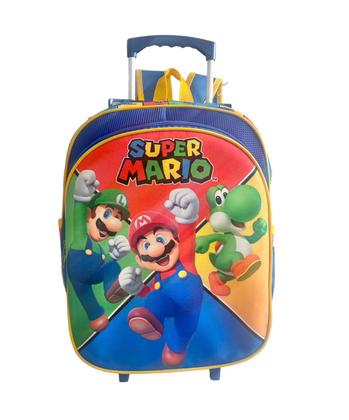 Imagem de Kit Mochila Infantil Super Mário Bros Rodinhas G F5 Meninos