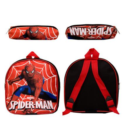 Imagem de Kit Mochila Infantil Tam G Spider Man Creche Passeio Rodinha