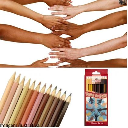 Imagem de Kit Mochila Juvenil Basic Verde + Lápis de Cor Tons de Pele 12 Cores