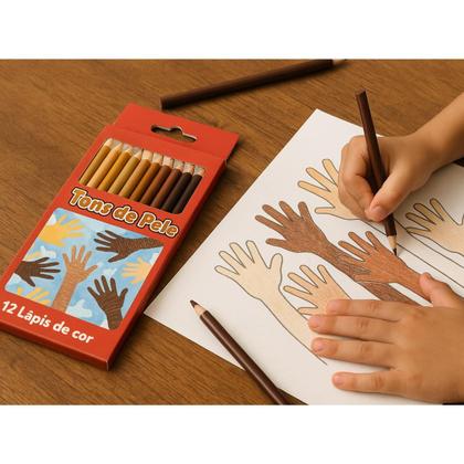 Imagem de Kit Mochila Juvenil Basic Verde + Lápis de Cor Tons de Pele 12 Cores