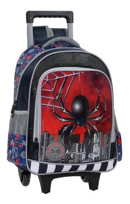 Imagem de Kit Mochila Lanchaira Estojo Infantil Rodinhas Spider Dark