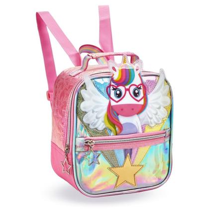 Imagem de Kit Mochila Lancheira e Estojo Escolar Infantil Unicórnio