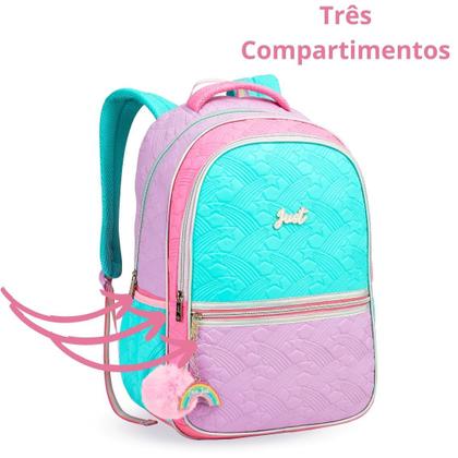 Imagem de Kit Mochila Lancheira e Estojo Escolar Juvenil Multicolor