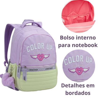 Imagem de Kit Mochila Lancheira Estojo Feminina ColorUp Notebook