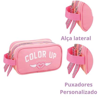 Imagem de Kit Mochila Lancheira Estojo Feminina ColorUp Notebook