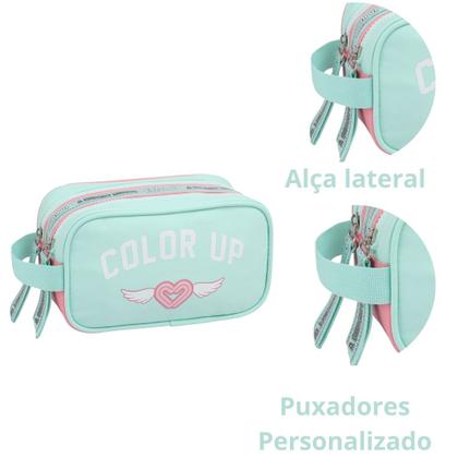 Imagem de Kit Mochila Lancheira Estojo Feminina ColorUp Notebook