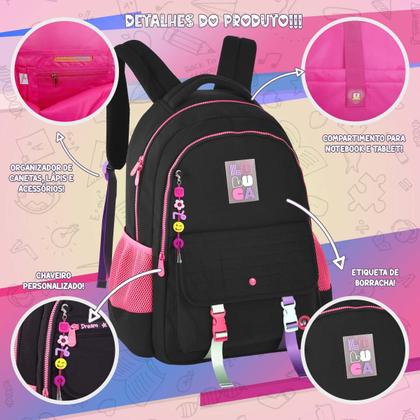 Imagem de Kit Mochila Lancheira Estojo Luluca Escolar Meninas Notebook Meninas Resistente Reforçada