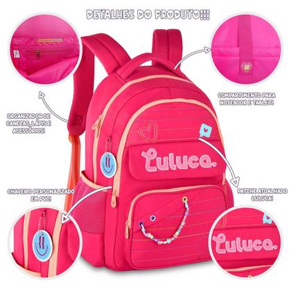 Imagem de Kit Mochila Lancheira Estojo Luluca Escolar Notebook Resistente Reforçada Lançamento