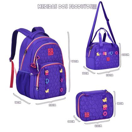 Imagem de Kit Mochila Lancheira Estojo RB Rebecca Bonbon Letrinhas Reforçada Resistente Notebook