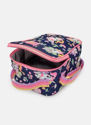 Imagem de Kit mochila + lancheira uni floresta azul marinho puket