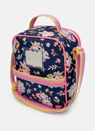 Imagem de Kit mochila + lancheira uni floresta azul marinho puket