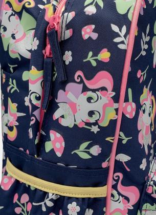 Imagem de Kit mochila + lancheira uni floresta azul marinho puket