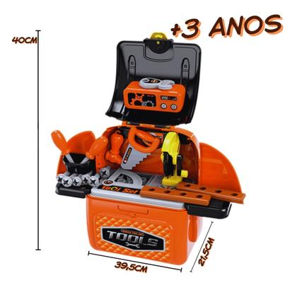Imagem de Kit Mochila Maleta de Ferramentas Infantil 30 Peças 3 em 1 Tools - VIP