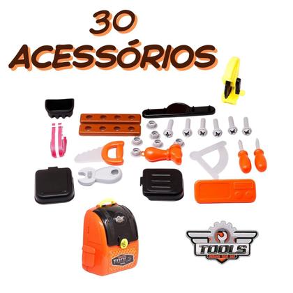 Imagem de Kit Mochila Maleta de Ferramentas Infantil 30 Peças 3 em 1 Tools - VIP