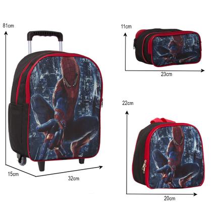 Imagem de Kit Mochila Masculina Infantil Rodinha Homem Aranha Passeio