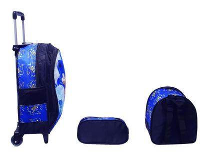 Imagem de Kit Mochila Masculina Rodinhas Infantil Sonic Lancheira E