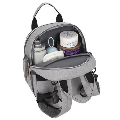 Imagem de KIT Mochila Maternidade + Trocado de Fraldas + Porta Mamadeira Cinza Escuro