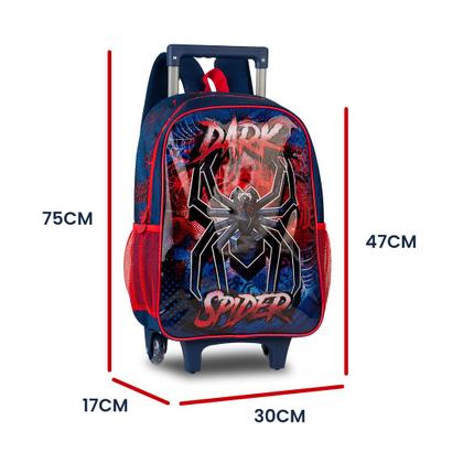 Imagem de Kit Mochila Meninos Infantil Rodinha Estojo Lancheira Dark Spider Aranha Super Herói Lançamento Clio