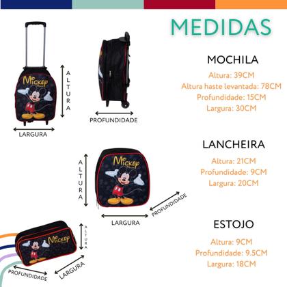 Imagem de Kit Mochila Mickey Mouse Escolar Rodinhas