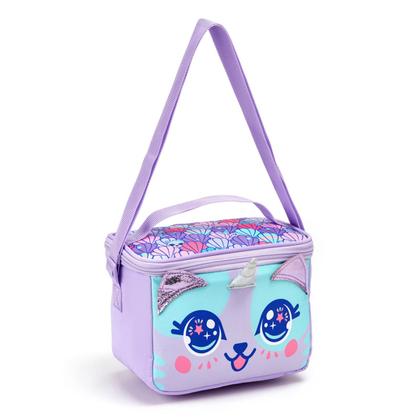 Imagem de Kit Mochila Pequena Infantil Menina E Lancheira Gata/Panda Premium Fofa