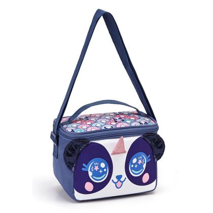 Imagem de Kit Mochila Pequena Infantil Menina E Lancheira Gata/Panda Premium Fofa