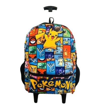 Imagem de Kit Mochila Pokemon Juvenil Infantil Rodinhas Escolar