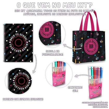 Imagem de Kit Mochila RB Rebecca Bonbon Lancheira Estojo Resistente Notebook Escolar