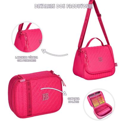 Imagem de Kit Mochila Rb Rebecca Bonbon Lancheira Estojo Rodinha Carrinho Escolar