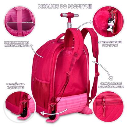 Imagem de Kit Mochila Rb Rebecca Bonbon Lancheira Estojo Rodinha Carrinho Lancamento