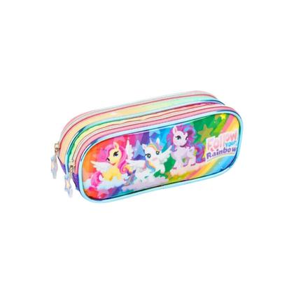 Imagem de Kit Mochila Rodas 16" Unicórnio Friends Com Lancheira Estojo