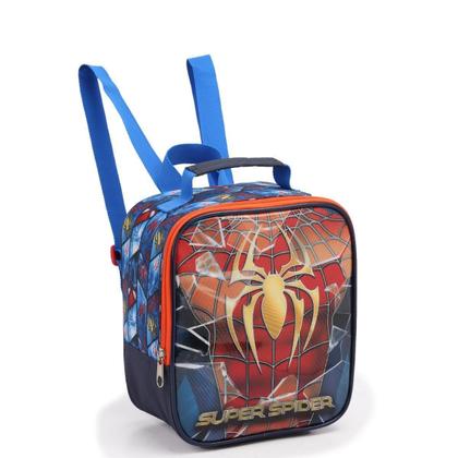 Imagem de Kit Mochila Rodas 17 Spider Man Lancheira Térmica Estojo
