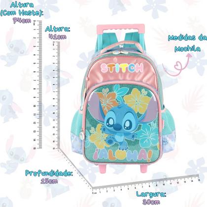 Imagem de Kit Mochila Rodas Lancheira E Estojo Triplo Stitch Disney