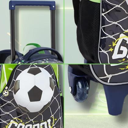 Imagem de Kit Mochila Rodas Lancheira Térmica Estojo Futebol Meninos