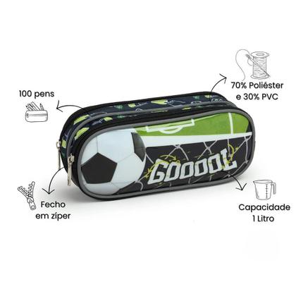Imagem de Kit Mochila Rodas Lancheira Térmica Estojo Futebol Meninos