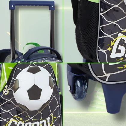 Imagem de Kit Mochila Rodas Lancheira Térmica Estojo Futebol Meninos
