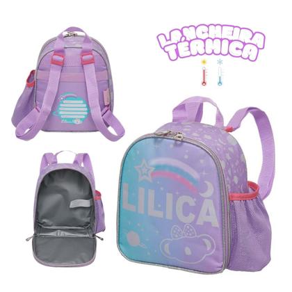 Imagem de Kit Mochila Rodas Lilica Make a Wish Lancheira Estojo Triplo