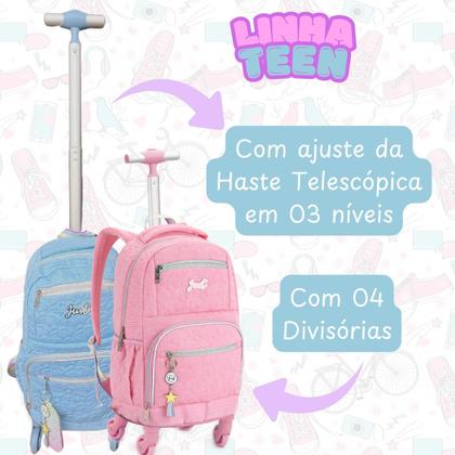 Imagem de Kit Mochila Rodinha 360 Escolar Grande Juvenil com Bolsa térmica e Estojo tipo Box Adolescente Jovem Menina