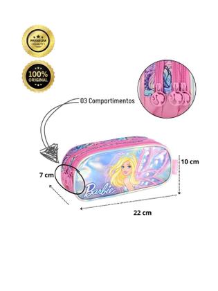 Imagem de Kit Mochila Rodinha+Estojos Box E Triplo Barbie - Rosa