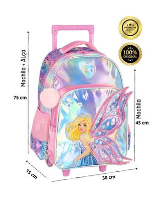 Imagem de Kit Mochila Rodinha+Estojos Box E Triplo Barbie - Rosa