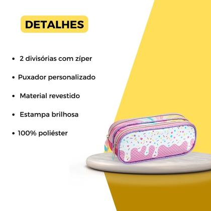 Imagem de Kit Mochila Rodinha Gatinho Meninas Cat Holográfica Escolar