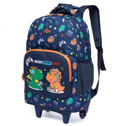 Imagem de Kit Mochila Rodinha Infantil Dino Polo One Estojo Escolar Lancheira Térmica Resistente